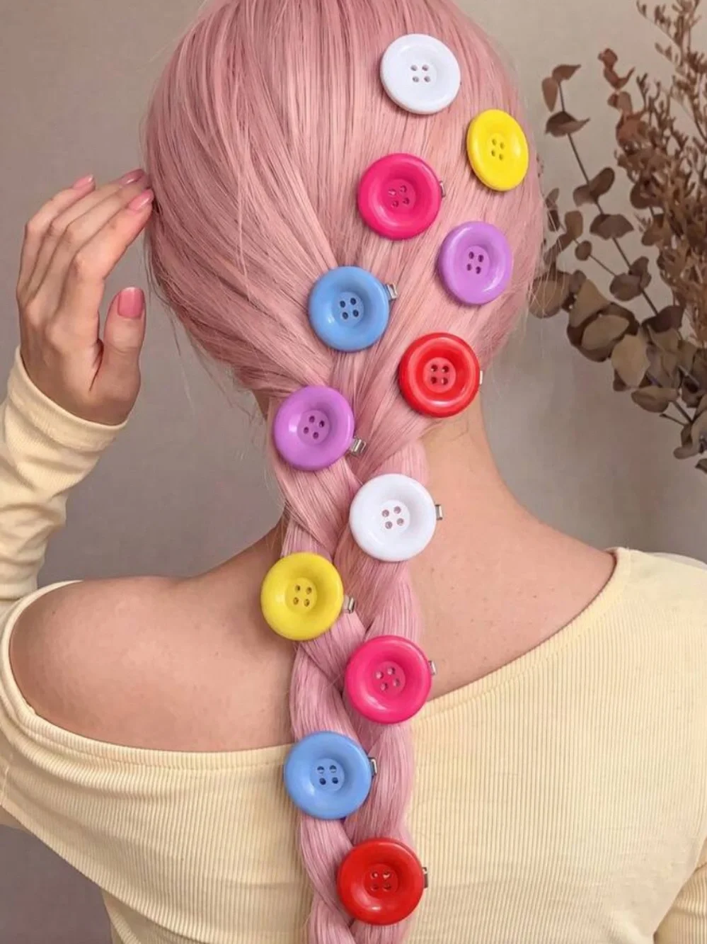 Multicolor Button Hair Clips - Women Accessories
